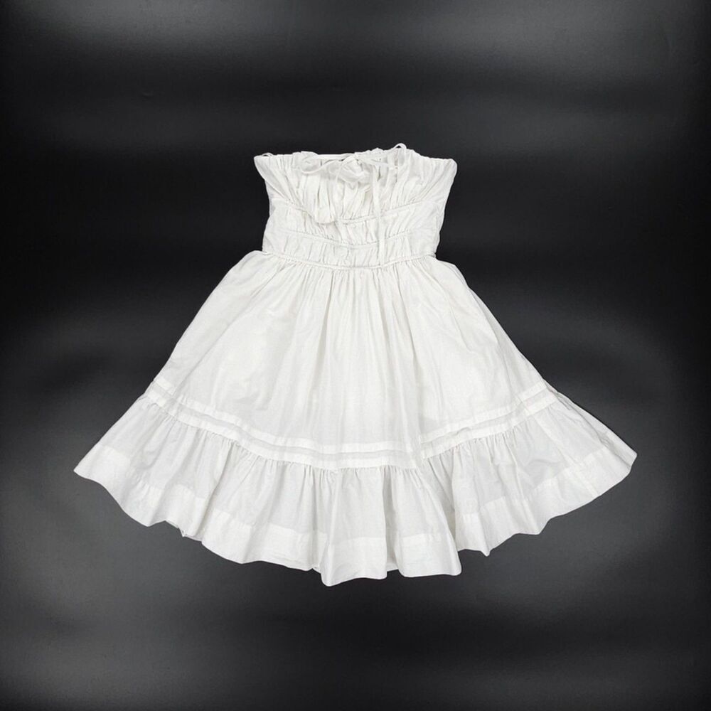 ANTHROPOLOGIE Somerset Strapless Mini Dress White Coquette Boho Soft Girl Lolita